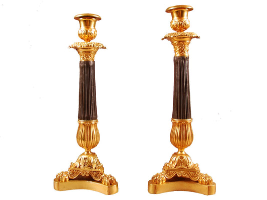 19th Century French Brons Gilded candlesticks